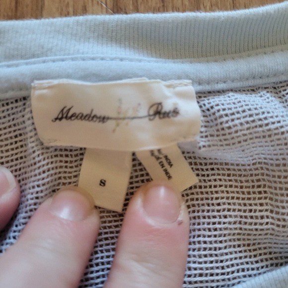 Meadow Rue Anthropologie Blue Open Knit Aztec Lace Sheer Basic Everyday Casual - Picture 4 of 12